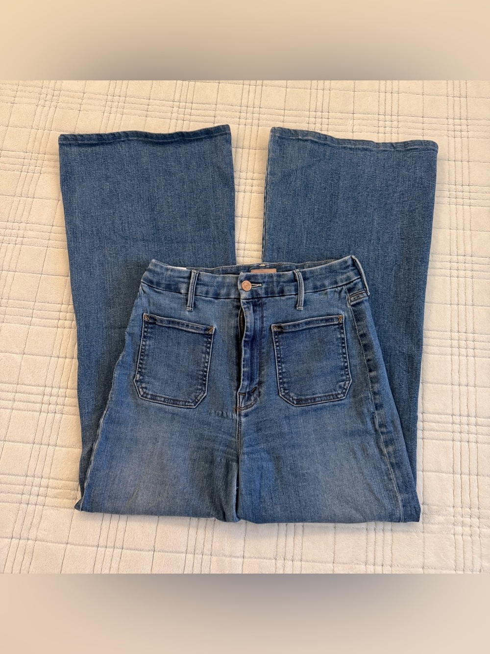 MOTHER Straight Leg Blue Denim Jeans - Picture 3 of 7